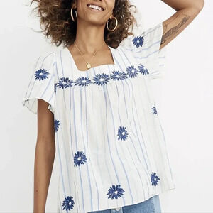 Floral Embroidered Butterfly Top in Stripe